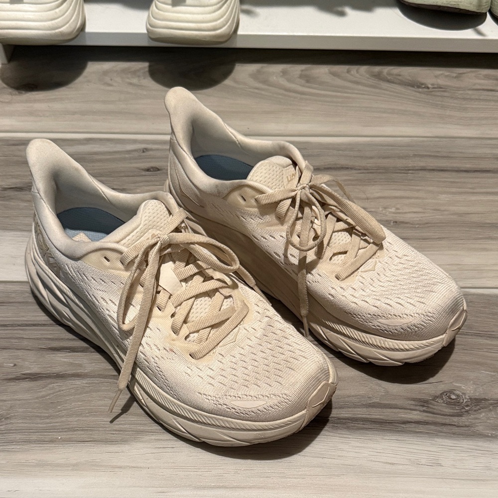 Hoka Cream Athletic Shoes